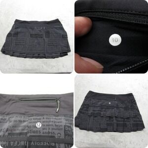Lululemon Skirt Women 10 Black 4-Way Stretch Run Pace Setter Short Liner Pleated